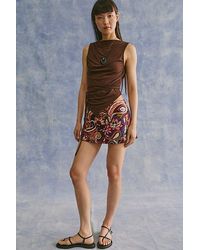 Free People - My Little Micro Mini Printed Skort - Lyst