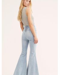 Free People Crvy Super High-rise Lace-up Flare Jeans - Blue