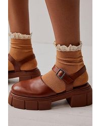 Free People - Beloved Waffle Knit Ankle Socks At In Camel - Lyst