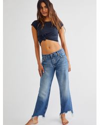 Free People Denim Harlow Mid-rise Wide-leg Jeans in Blue | Lyst Australia