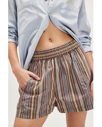 Free People - Get Free Striped Pull-On Shorts - Lyst