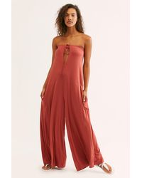 Free People In The City Jumpsuit By Fp Beach - Red