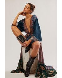 Free People - Bombay Mixed Print Kimono At In Blue Paisley - Lyst