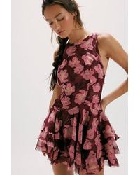 Free People - Raven Printed Mini Dress - Lyst