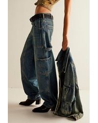 Free People - Loren Carpenter Barrel Jeans At Free People In Indigo Dusk, Size: 24 - Lyst