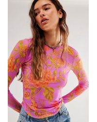 Free People - Betty's Garden Top At In Iris Combo, Size: Large - Lyst