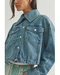 Free People - Side To Side Cropped Denim Jacket - Lyst