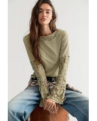 Free People - Amber Lace Cuff Long Sleeve Top - Lyst