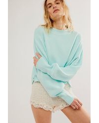 Free People - Easy Street Crop Pullover At In Salt Air, Size: Xs - Lyst