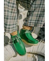 Clarks - Wallabee Boots At Free People In Cactus Green Leather, Size: Us 6 - Lyst