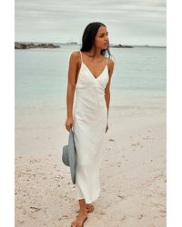 free-est - Sandshell Linen Omnia Midi Slip Dress By - Lyst