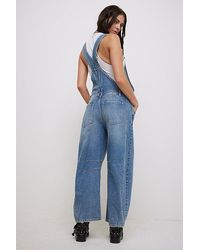Free People Drifter Patched Overalls in Blue | Lyst