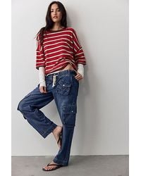 Free People - Tahiti Denim Pull-On Cargo Pants - Lyst
