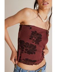 Free People - Poppy Tube Top At In Brown Combo, Size: Medium - Lyst