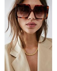 Free People - Line Of Sight Square Sunglasses At In Tort & Dusk - Lyst