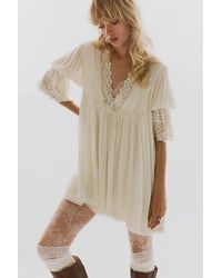 Free People - Angel Wings V-Neck Babydoll Mini Dress - Lyst