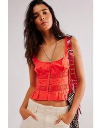 Free People - Kianna Lace Tank Top At In Radiant Watermelon, Size: Small - Lyst