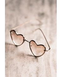 Free People - Heart Eyes Sunglasses At In Tan - Lyst