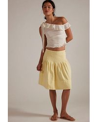 Free People - Peyton Pintuck Denim Midi Skirt - Lyst