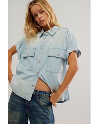 One Teaspoon - Blue Boxy Denim Shirt At Free People In Classic, Size: Xs - Lyst