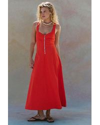 free-est - Holland Stretch Linen Midi Dress By - Lyst