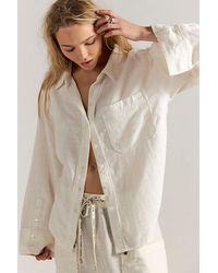 Free People - Laurel Linen Button Down Top - Lyst