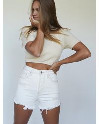 Free People Crvy Vintage High-rise Shorts - Natural