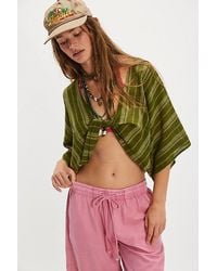 Free People - Stripe Linen Twist Front Poncho - Lyst