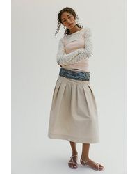 Free People - Skipper Pleated Chino Midi Skirt - Lyst