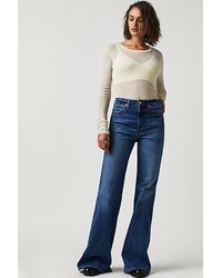 Wrangler - Wanderer High Rise Flare Jeans At Free People In Smoke Sea, Size: 25 - Lyst