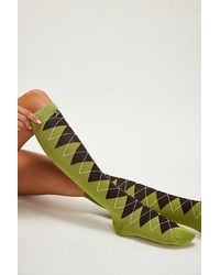 Damson Madder - High Knee Argyle Socks - Lyst