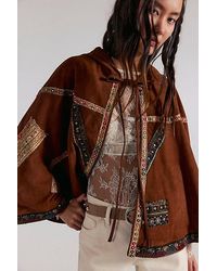Free People - Nigel Preston Suede Embroidered Cape Top - Lyst