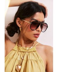Free People - Ventura Oversized Aviator Sunglasses At In Black/berry - Lyst