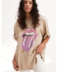 Free People Rolling Stones One Size Tee - Multicolour