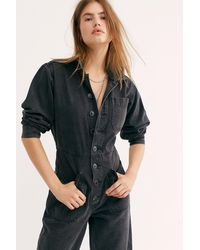 Free People Gia Denim Coveralls - Black