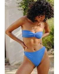 Toast Swim - Toast Signature Cinch Bandeau Bikini Top At Free People In Tranquil Blue, Size: Xs - Lyst