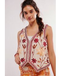 Free People - Remy Embroidered Waistcoat Jacket - Lyst