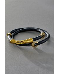 Alkemie - Crescent Moon Leather Wrap Bracelet At Free People In Black Gold - Lyst