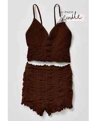 Free People - Chloe Seamless Bralette + Ruched Ruffle Shorties 2-style - Lyst