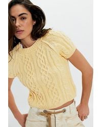 Free People - Bubblegum Cable Knit Pullover - Lyst