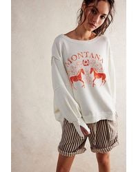 Free People - Graphic Camden Pullover At Free People In Coconut Combo Montana, Size: Xs - Lyst