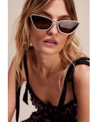 Lele Sadoughi - Dolly Cat Eye Sunglasses At Free People In Crystal - Lyst