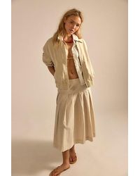 Free People - Skipper Pleated Chino Midi Skirt - Lyst