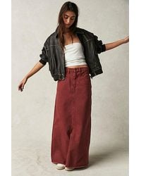 Free People - Come As You Are Denim Maxi Skirt At Free People In Russt Acorn, Size: Us 2 - Lyst