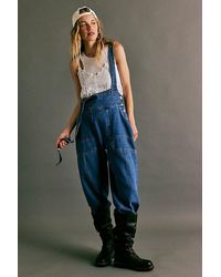 Free People - Felix Denim Dungarees - Lyst