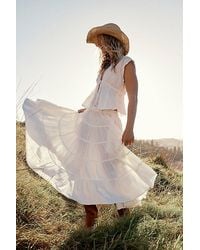 Free People - In Full Swing Midi Skirt At In Ivory, Size: Small - Lyst