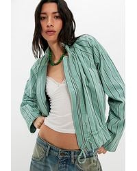 Free People - Devon Striped Balloon Funnel-Neck Jacket - Lyst