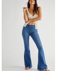 Free People Penny Pull-on Flare Jeans - Blue