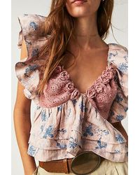 Free People - Buttercup Crochet Top At In Wisteria Combo, Size: Xl - Lyst