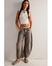 Free People - Good Luck Mid-rise Barrel Jeans At Free People In Archive Grey, Size: 24 - Lyst